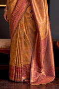 golden  Silk Saree With Blouse Piece