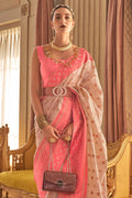Coral Pink Silk Saree