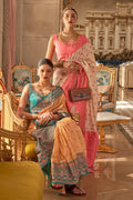 Coral Pink Silk Saree