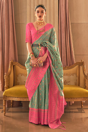 Sage Green Silk Saree