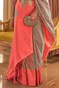 Coin Grey Silk Saree