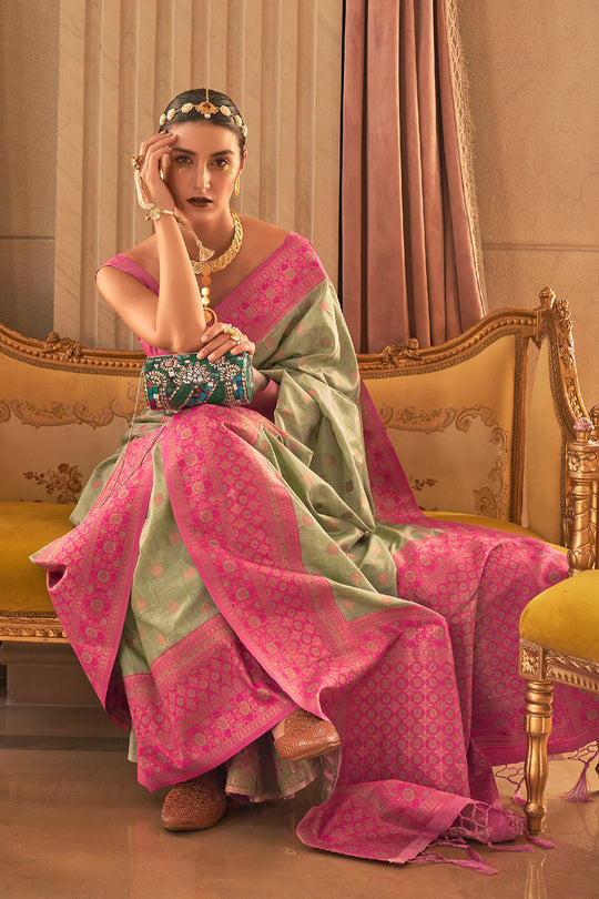 Fern Green Silk Saree