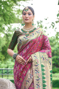 Magenta Paithani Patola Silk Saree With Blouse Piece