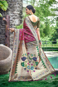 Magenta Paithani Patola Silk Saree With Blouse Piece