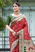 Red Paithani Patola Silk Saree With Blouse Piece