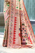 Off White Paithani Patola Silk Saree With Blouse Piece