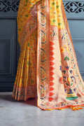 Yellow Paithani Patola Silk Saree With Blouse Piece