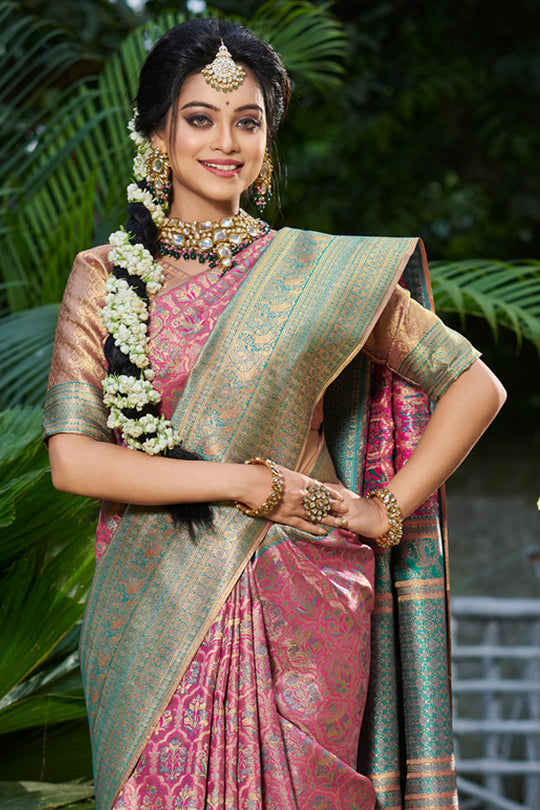 Bubblegum Pink South Silk Saree