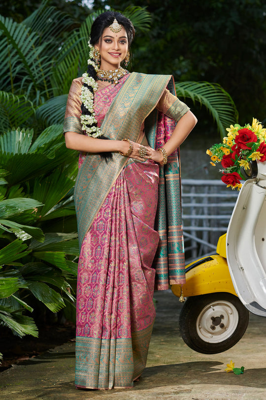 Bubblegum Pink South Silk Saree
