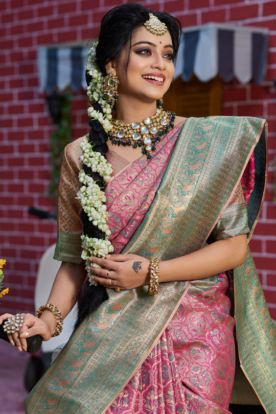 Bubblegum Pink South Silk Saree