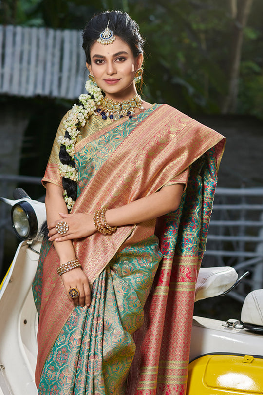 Ocean Blue South Silk Saree