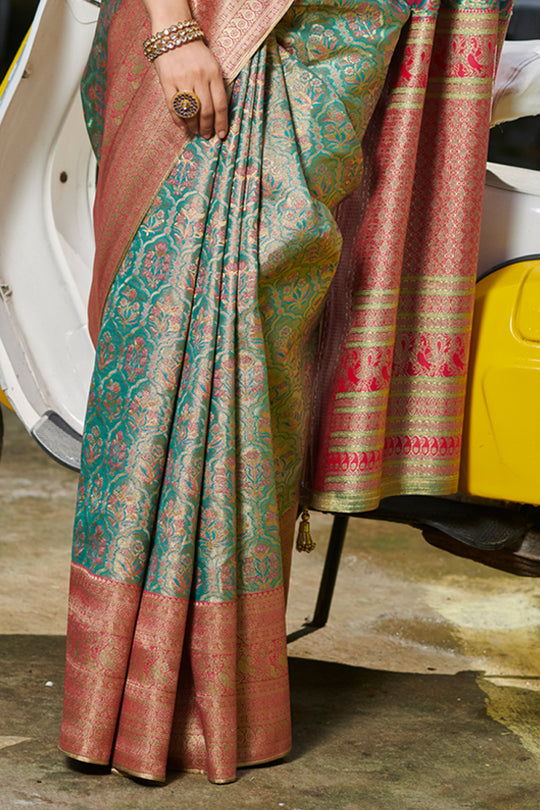 Ocean Blue South Silk Saree