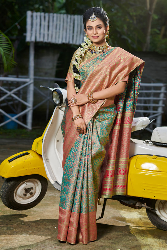 Ocean Blue South Silk Saree