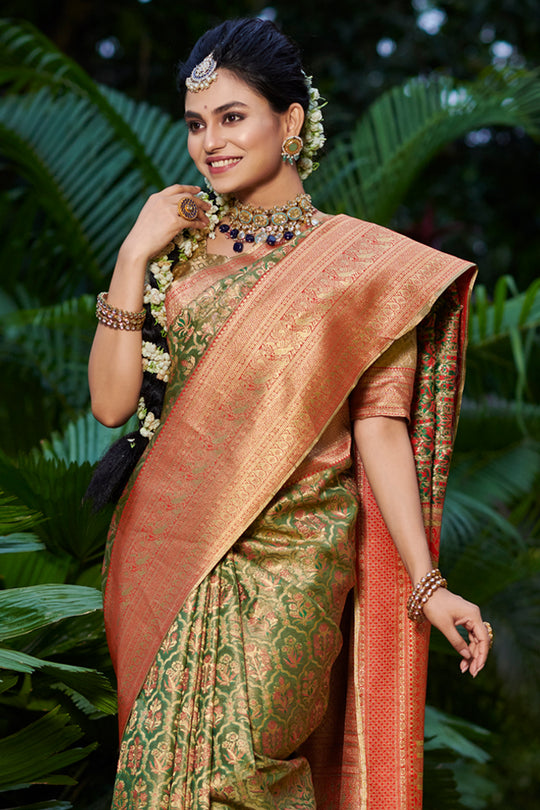 Forest Green South Silk Saree