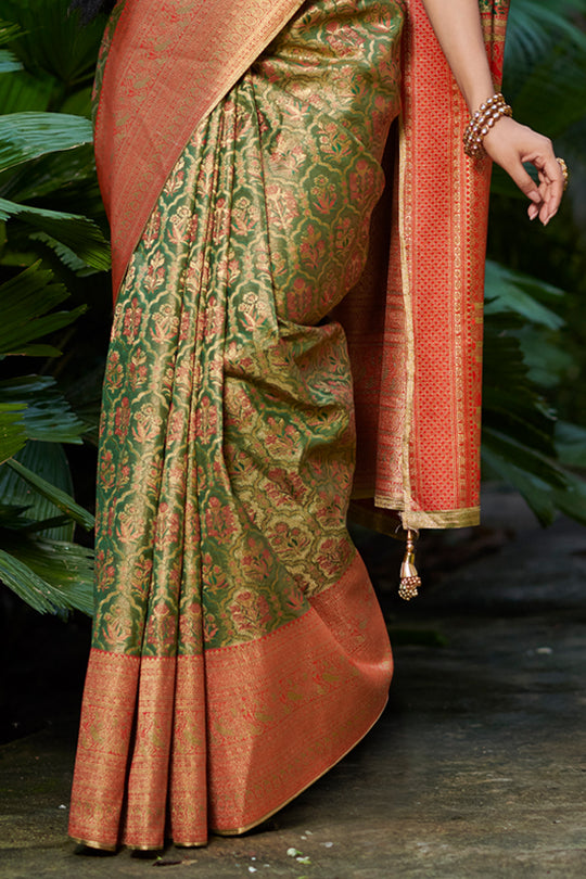 Forest Green South Silk Saree