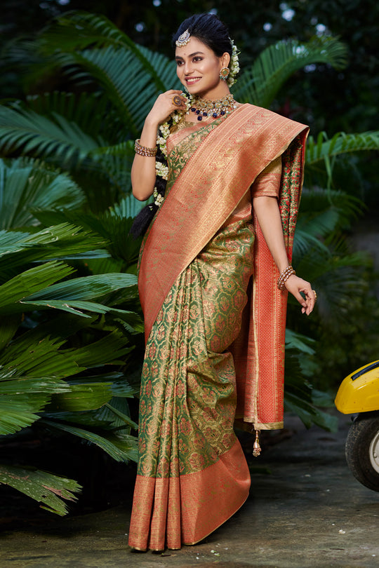 Forest Green South Silk Saree
