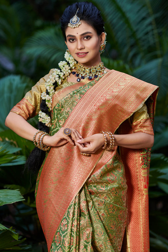 Forest Green South Silk Saree
