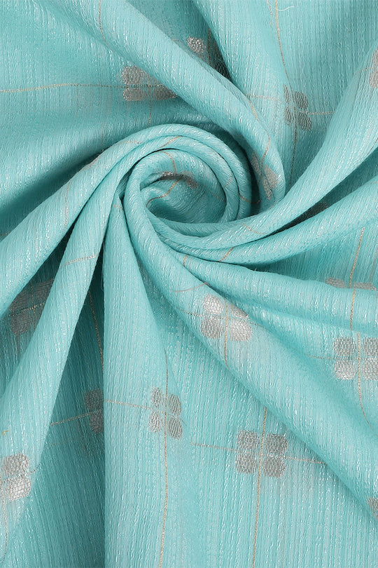 Blue Organza Silk Saree With Blouse Piece