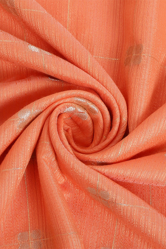 Orange Organza Silk Saree With Blouse Piece