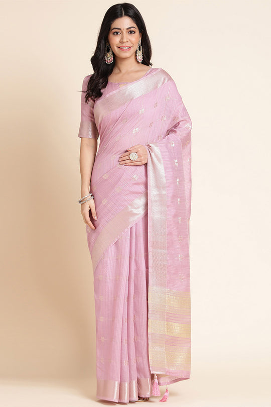 Purple Organza Silk Saree With Blouse Piece