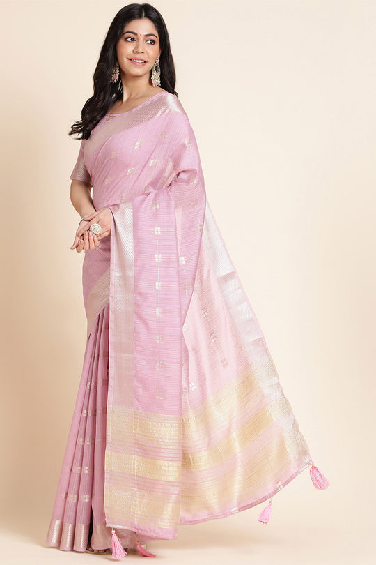 Purple Organza Silk Saree With Blouse Piece
