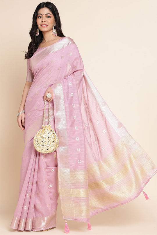 Purple Organza Silk Saree With Blouse Piece
