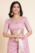Purple Organza Silk Saree With Blouse Piece