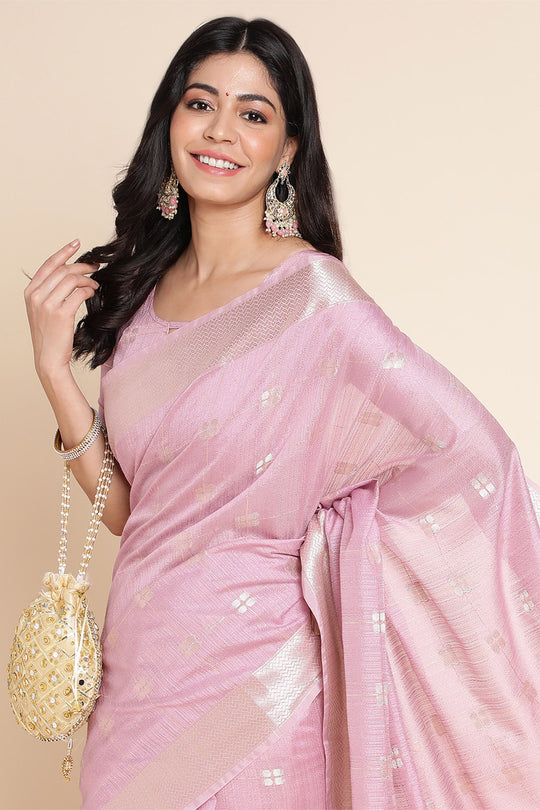 Purple Organza Silk Saree With Blouse Piece