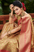 Beige And Pink Kanjivaram Saree