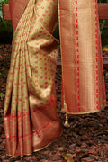 Beige And Red Kanjivaram Saree
