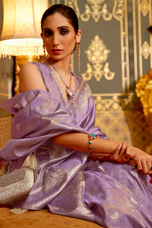 Pastel Lavender Satin Saree