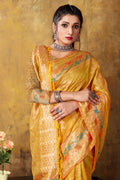 Lemon Yellow Organza saree