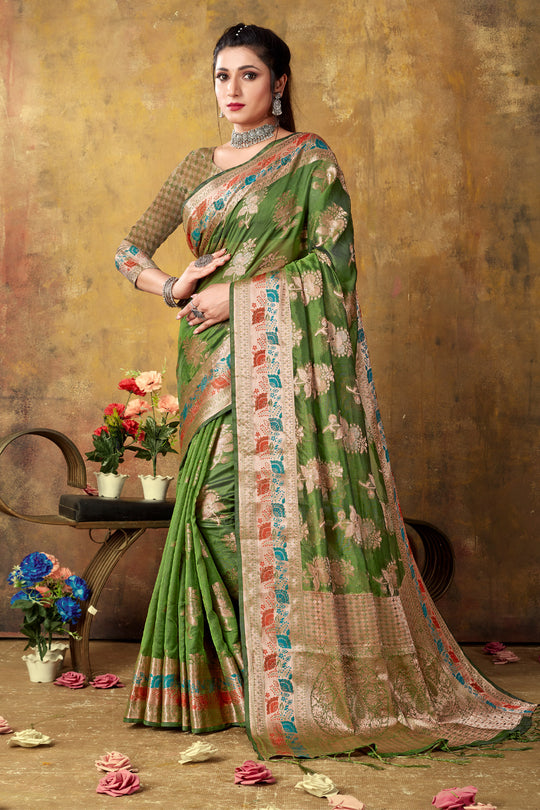 Heena Green Organza saree