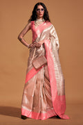 Cream Silk Saree With Blouse Piece