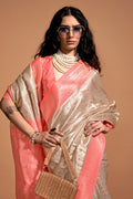 Cream Silk Saree With Blouse Piece