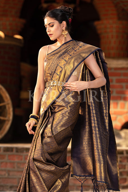 Navy Blue Kanjivaram Saree