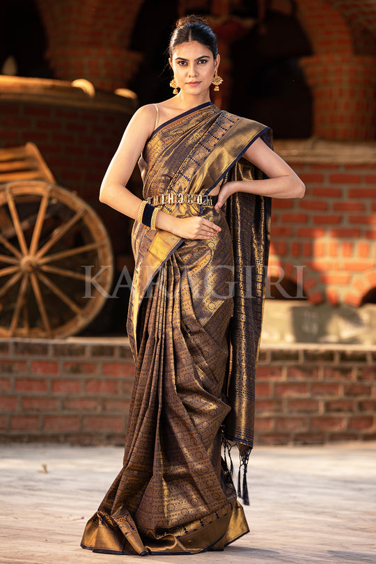 Navy Blue Kanjivaram Saree