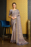 Blue Silk Ethnic Motifs Printed Saree