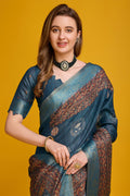 Blue Silk Saree With Blouse Piece