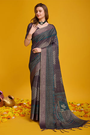 Brown Silk Saree With Blouse Piece