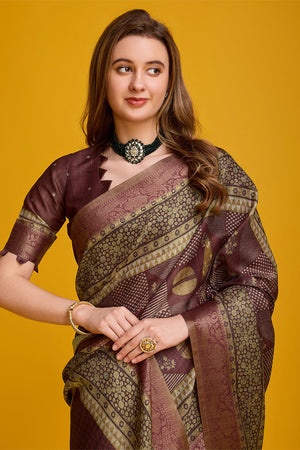 Maroon Silk Saree With Blouse Piece