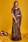 Maroon Silk Saree With Blouse Piece