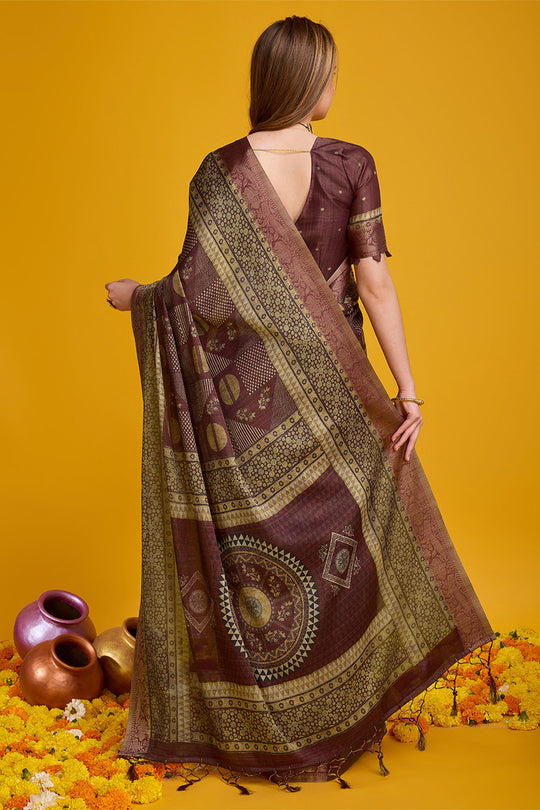 Maroon Silk Saree With Blouse Piece