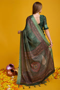 Green Silk Saree With Blouse Piece