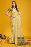 Yellow Silk Saree With Blouse Piece