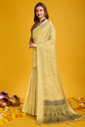 Yellow Silk Saree With Blouse Piece