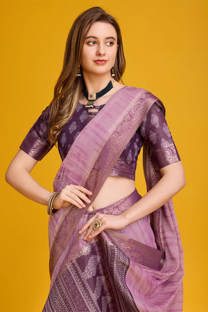 Pink Silk Saree With Blouse Piece