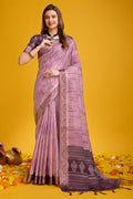 Pink Silk Saree With Blouse Piece