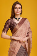 Orange Silk Saree With Blouse Piece