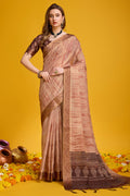 Orange Silk Saree With Blouse Piece